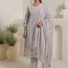 Dhiyona IE Women Floral Embroidered Cotton Kurta with Trousers & Dupatta