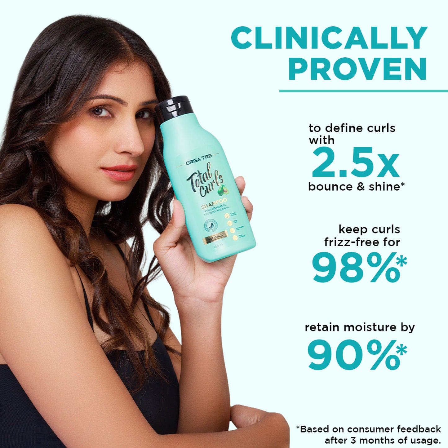 Orgatre Total Curls Shampoo For Wavy & Curly Hair With Rice Water & Argan Oil, Paraben Sulphate Free