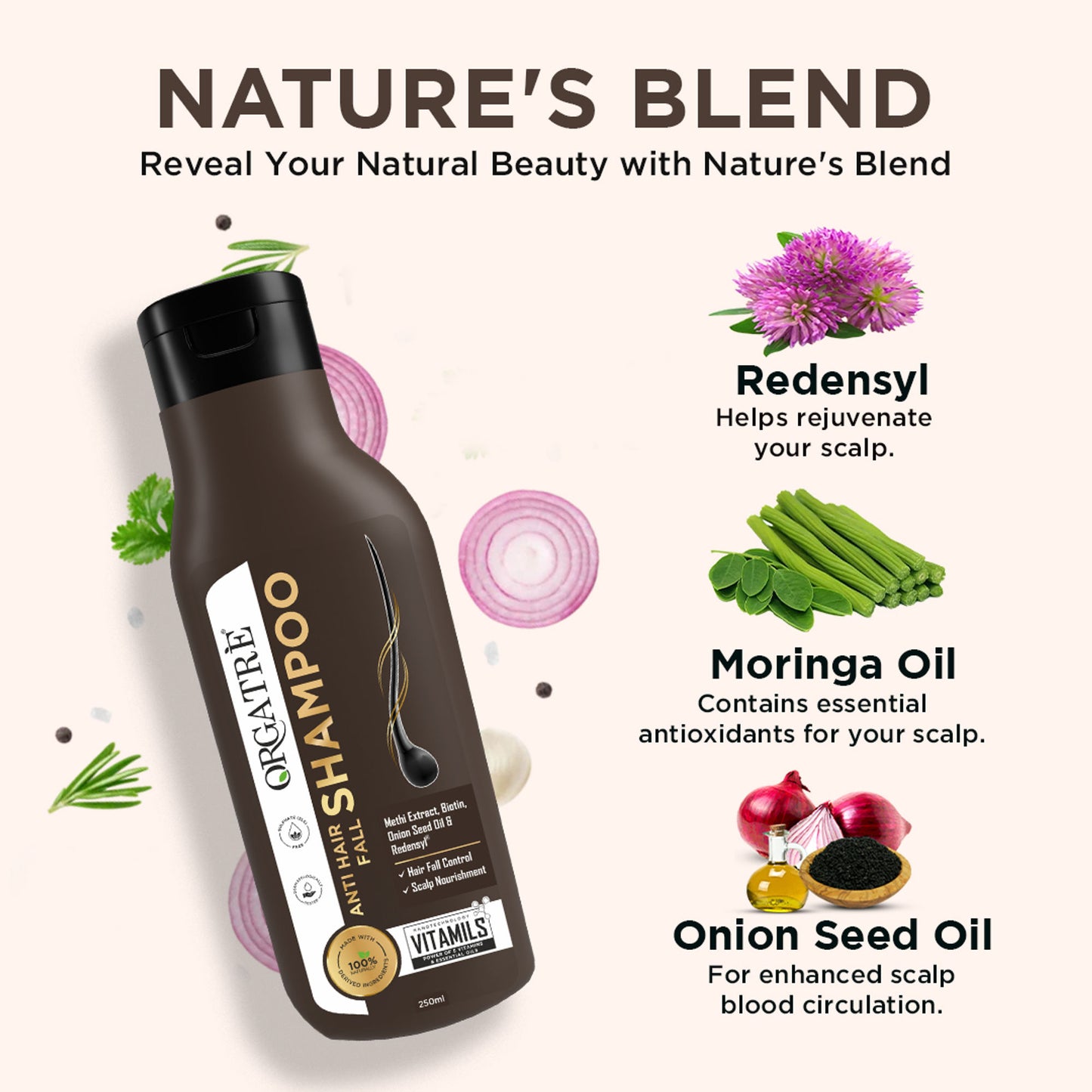 Orgatre Anti Hair Fall Control Shampoo With Meethi And Onion Seed Oil, Paraben & Sulphate Free