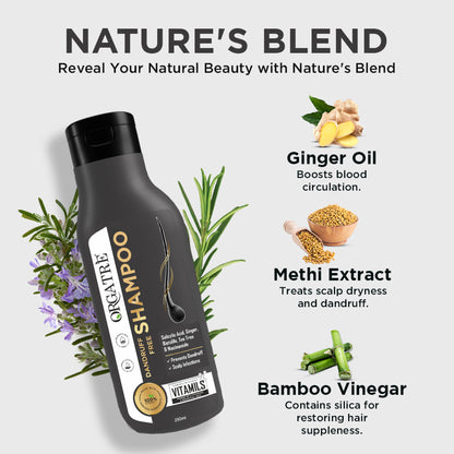 Orgatre Dandruff Free Shampoo With Tea Tree, Ginger, Rosemary Oil, Paraben & Sulphate Free