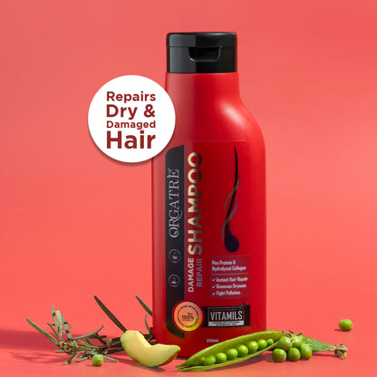 Orgatre Damage Repair Shampoo With Protein And Hydrolyzed Collagen, Paraben & Sulphate Free