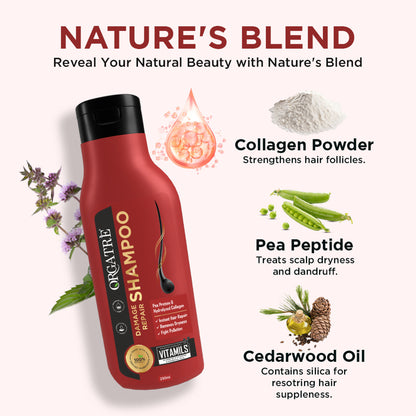 Orgatre Damage Repair Shampoo With Protein And Hydrolyzed Collagen, Paraben & Sulphate Free