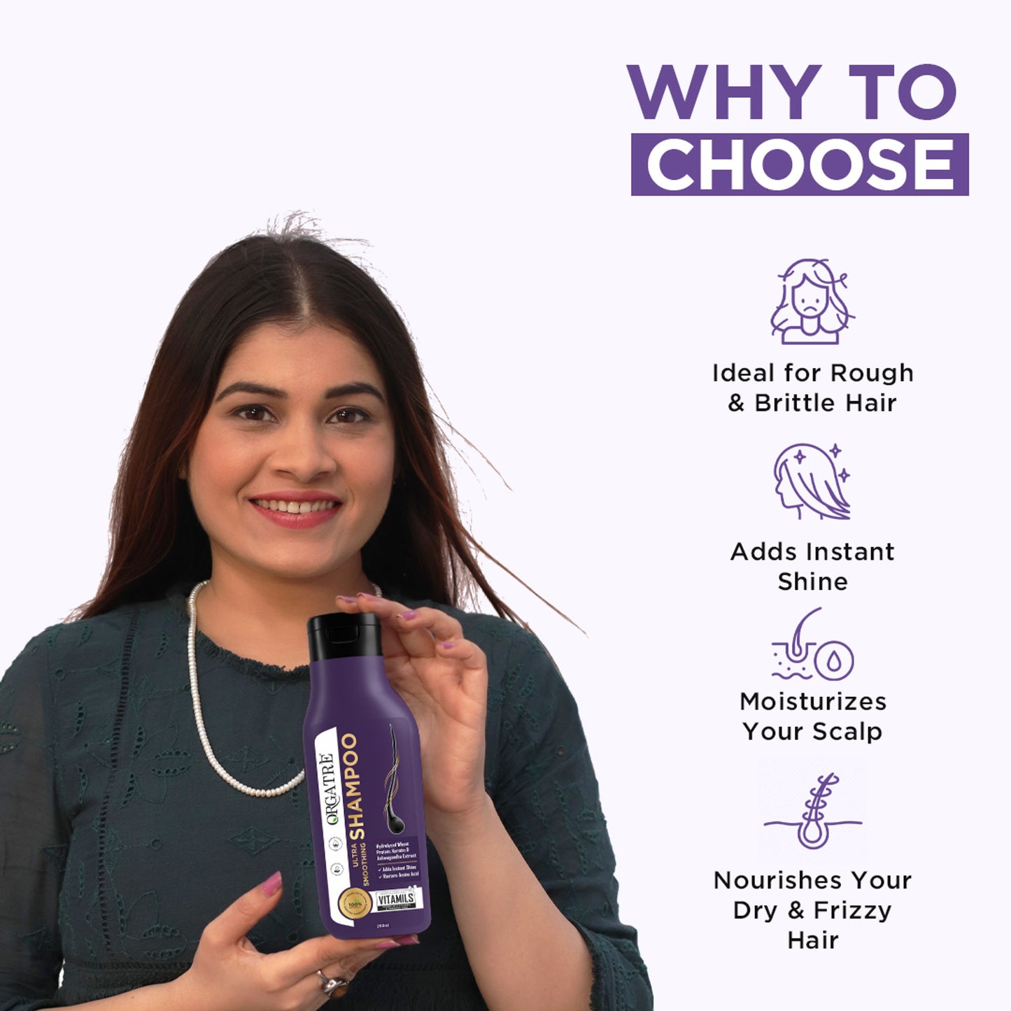 Orgatre Ultra Smoothing Shampoo For Dry And Frizzy Hair With Keratin - Paraben & Sulphate Free