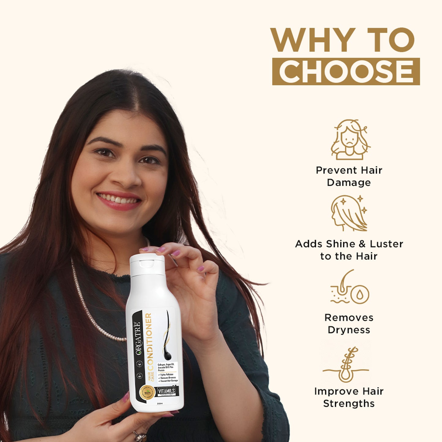 Orgatre Intense Repair Hair Conditioner For Dry And Frizzy Hair With Avocado, Argan Oil, & Collagen