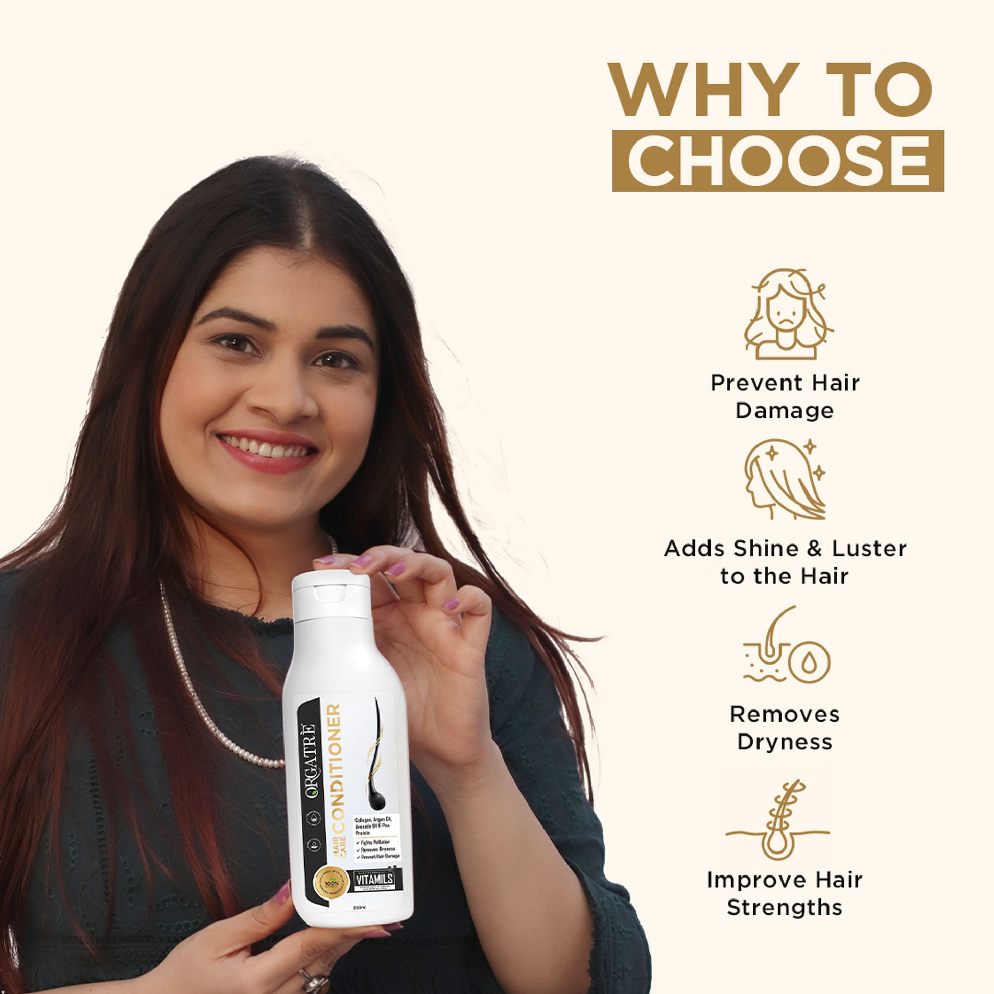 Orgatre Intense Repair Hair Conditioner For Dry And Frizzy Hair With Avocado, Argan Oil, & Collagen
