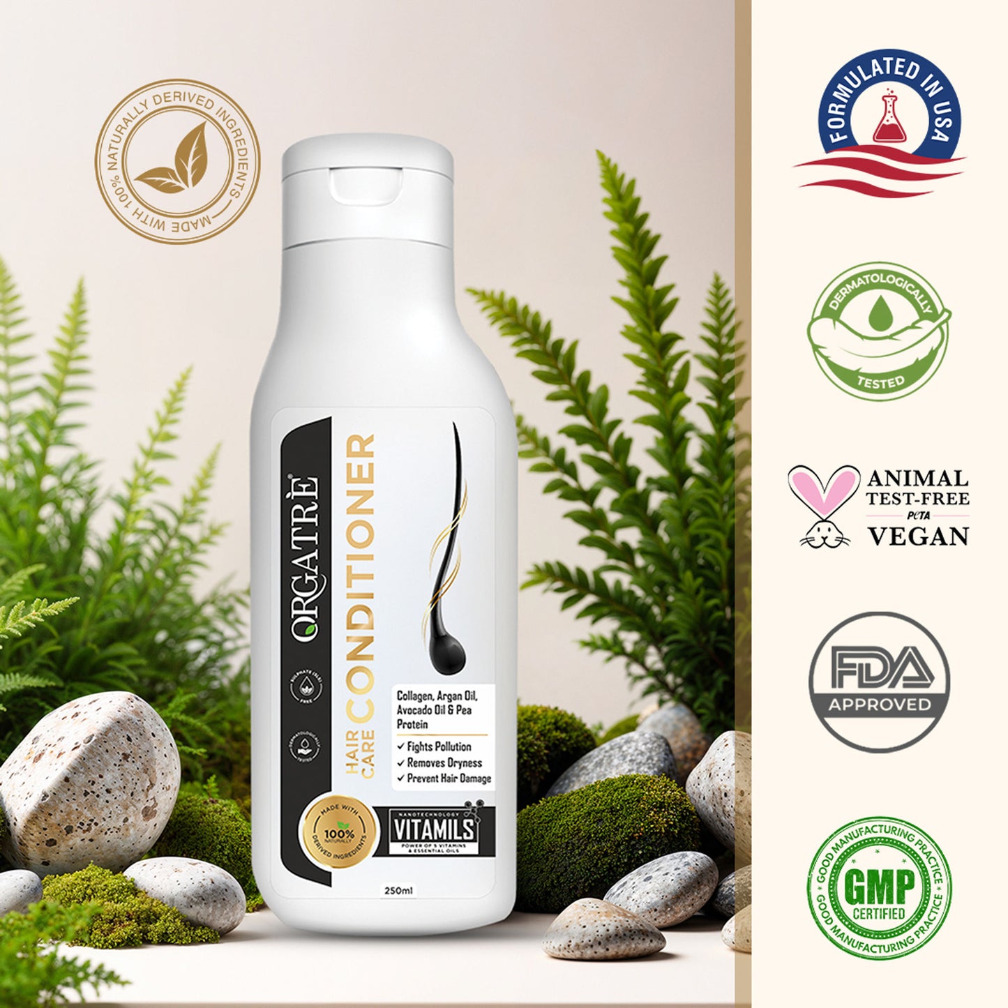 Orgatre Intense Repair Hair Conditioner For Dry And Frizzy Hair With Avocado, Argan Oil, & Collagen
