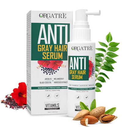 Orgatre Anti Gray Hair Serum With Biotin, Black Seed Oil & Hibiscus Extract