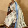 Indyancart IE Floral Printed Regular Sequinned Pure Cotton Kurta with Trousers & Dupatta