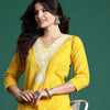 Dhiyona IE Ethnic Motifs Embroidered Thread Work Pure Cotton Kurta with Trousers