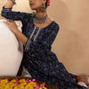 Dhiyona IE Bandahni Printed Calf Length Straight Kurta