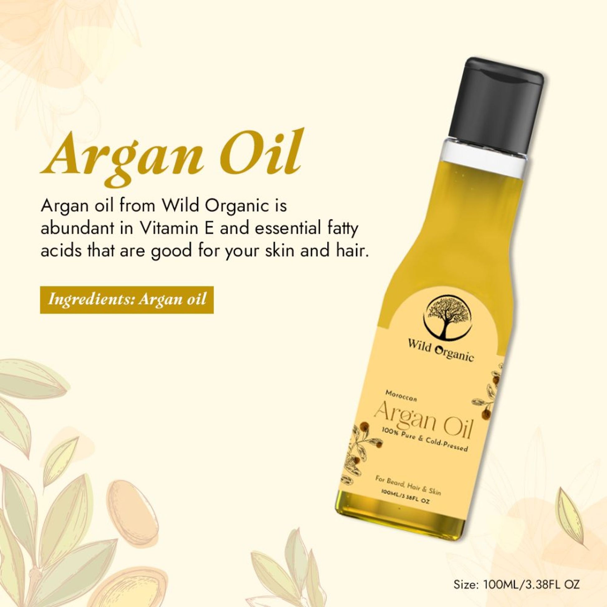 Wild Organic Cold Pressed Argan Hair Oil