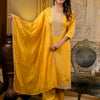 Dhiyona VV Women's Embroidered Silk Blend Calf Length Straight Kurta with Palazzo & Dupatta Set