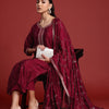 Indyancart IE Floral Embroidered Zari Kurta With Trousers & Dupatta