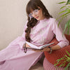 Dhiyona IE Floral Embroidered Mandarin Collar Thread Work Pure Cotton Kurta With Trouser