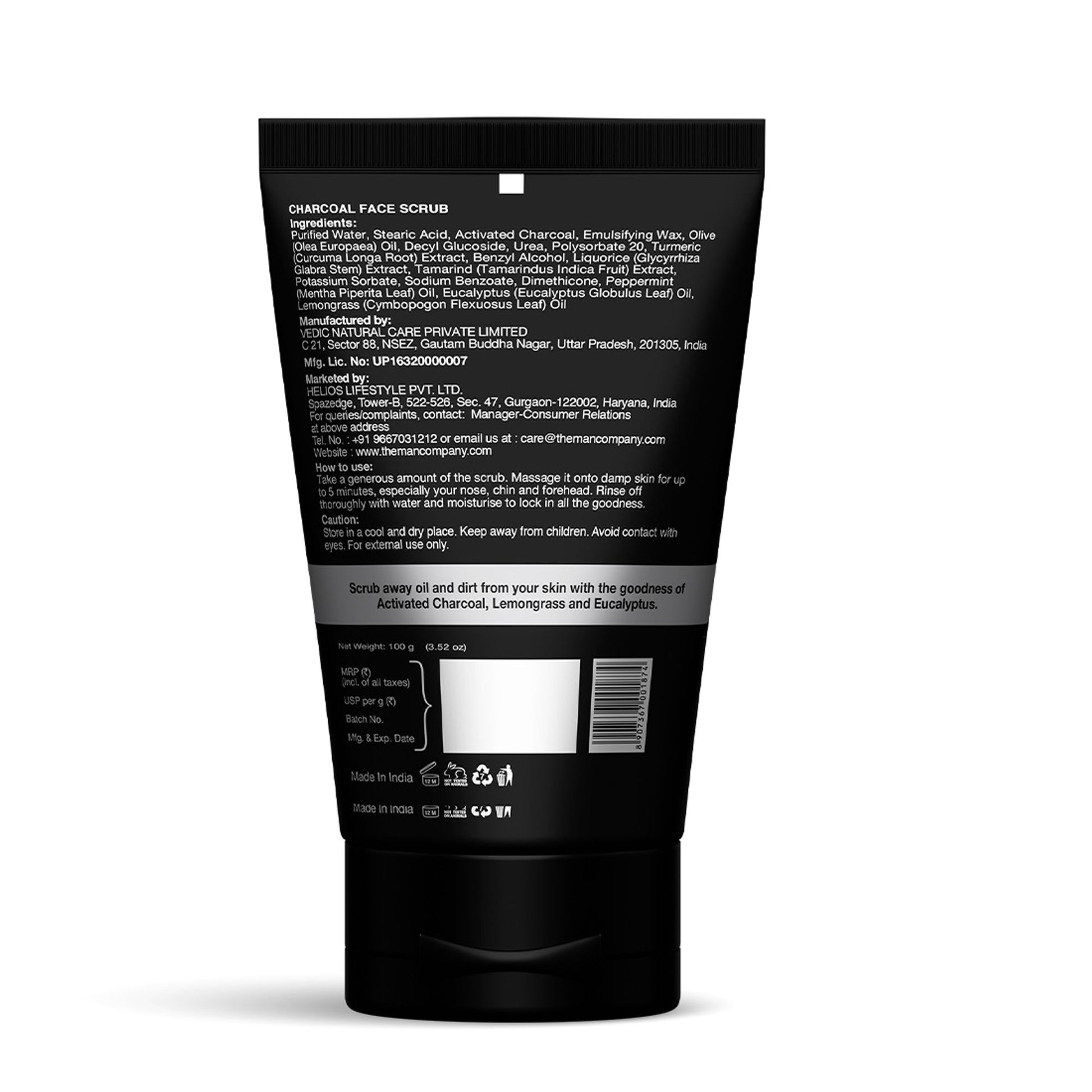 The Man Company Charcoal Face Scrub With Lemongrass & Eucalyptus