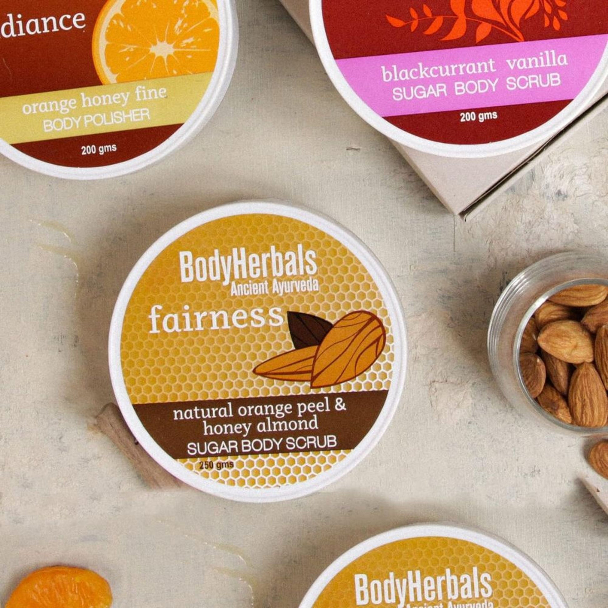 BodyHerbals Fairness Natural Orange Peel & Honey Almond Sugar Body Scrub