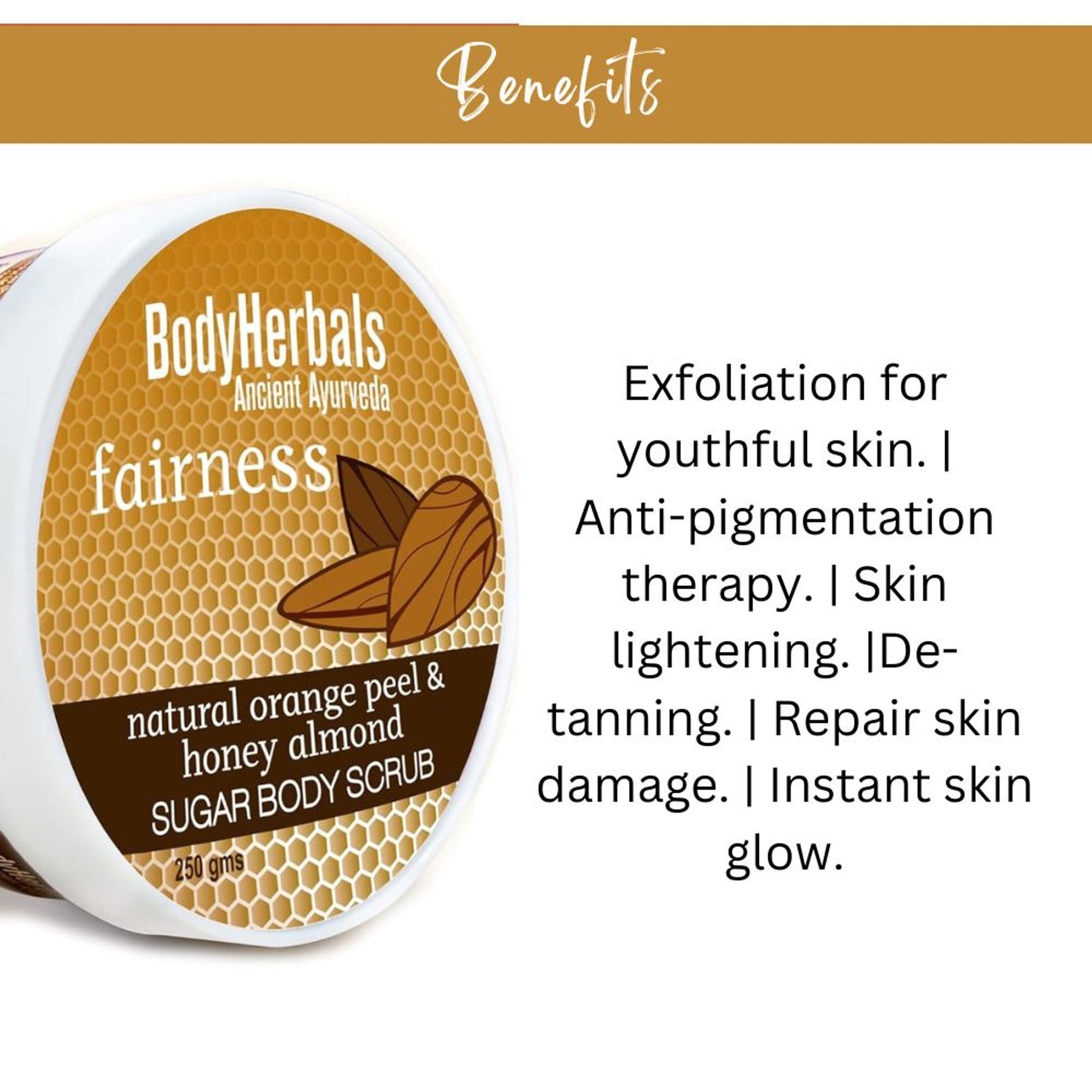 BodyHerbals Fairness Natural Orange Peel & Honey Almond Sugar Body Scrub