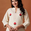 Dhiyona IE Embroidered Mandarin Collar Pure Cotton A-Line Top With Trousers