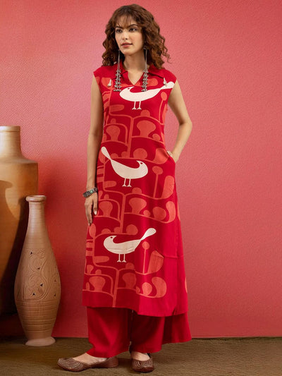 Indyancart SN Women's Abstract Printed Pure Cotton Kurta with Palazzo
