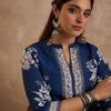 Dhiyona IE Floral Printed Mandarin Collar Mirror Work Straight Kurta With Palazzos