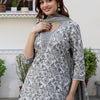 Dhiyona IE Floral Printed Square Neck Pure Cotton Straight Kurta With Trousers & Dupatta