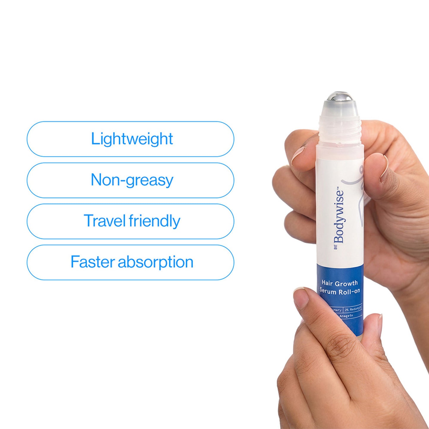 Be Bodywise Hair Growth Serum Roll On - 3% Rosemary, 3% Redensyl & 2% Aminexil For New Hair Growth