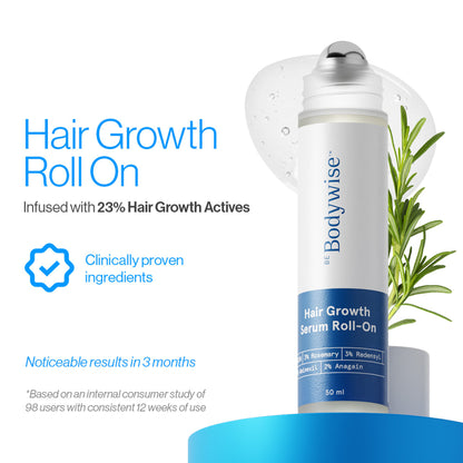 Be Bodywise Hair Growth Serum Roll On - 3% Rosemary, 3% Redensyl & 2% Aminexil For New Hair Growth