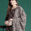 Indyancart IE Floral Printed Pure Cotton Kurta With Salwar & Dupatta