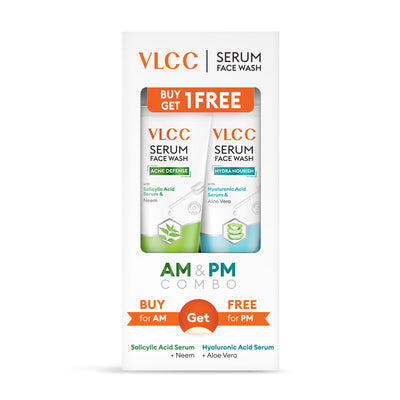 VLCC Salicylic Acid & Neem Serum for AM & Aloe Vera Serum for PM Face Wash Combo