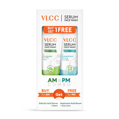 VLCC Salicylic Acid & Neem Serum for AM & Aloe Vera Serum for PM Face Wash Combo