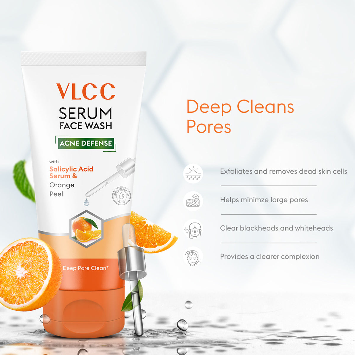 VLCC Salicylic Acid & Orange Peel Serum for AM & Aloe Vera Serum for PM Face Wash Combo