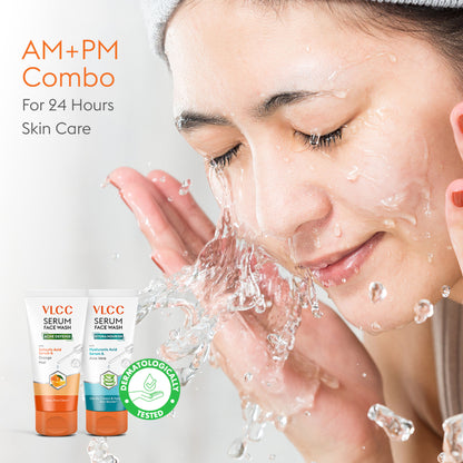 VLCC Salicylic Acid & Orange Peel Serum for AM & Aloe Vera Serum for PM Face Wash Combo