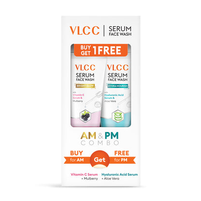 VLCC Vitamin C & Mulberry Serum for AM & Aloe Vera Serum for PM Face Wash Combo