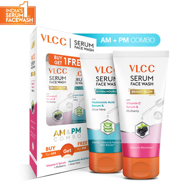 VLCC Vitamin C & Mulberry Serum for AM & Aloe Vera Serum for PM Face Wash Combo