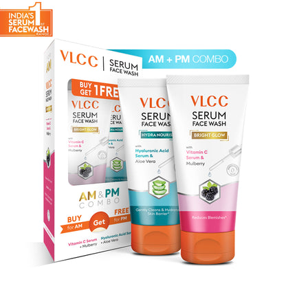 VLCC Vitamin C & Mulberry Serum for AM & Aloe Vera Serum for PM Face Wash Combo
