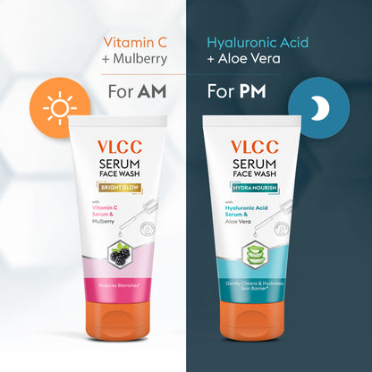 VLCC Vitamin C & Mulberry Serum for AM & Aloe Vera Serum for PM Face Wash Combo