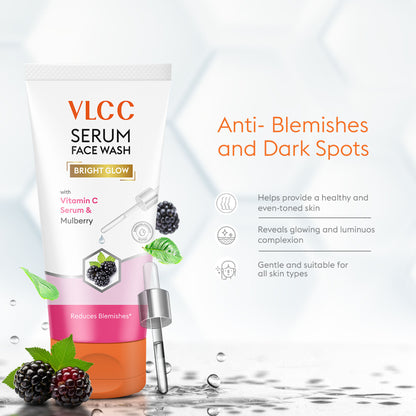 VLCC Vitamin C & Mulberry Serum for AM & Aloe Vera Serum for PM Face Wash Combo