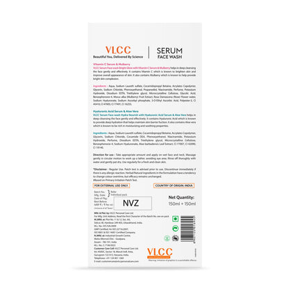 VLCC Vitamin C & Mulberry Serum for AM & Aloe Vera Serum for PM Face Wash Combo