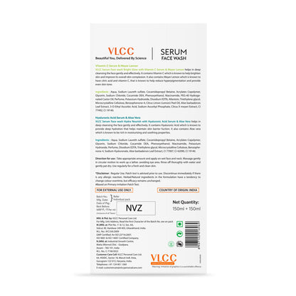 VLCC Vitamin C & Meyer Lemon Serum for AM & Aloe Vera Serum for PM Face Wash Combo