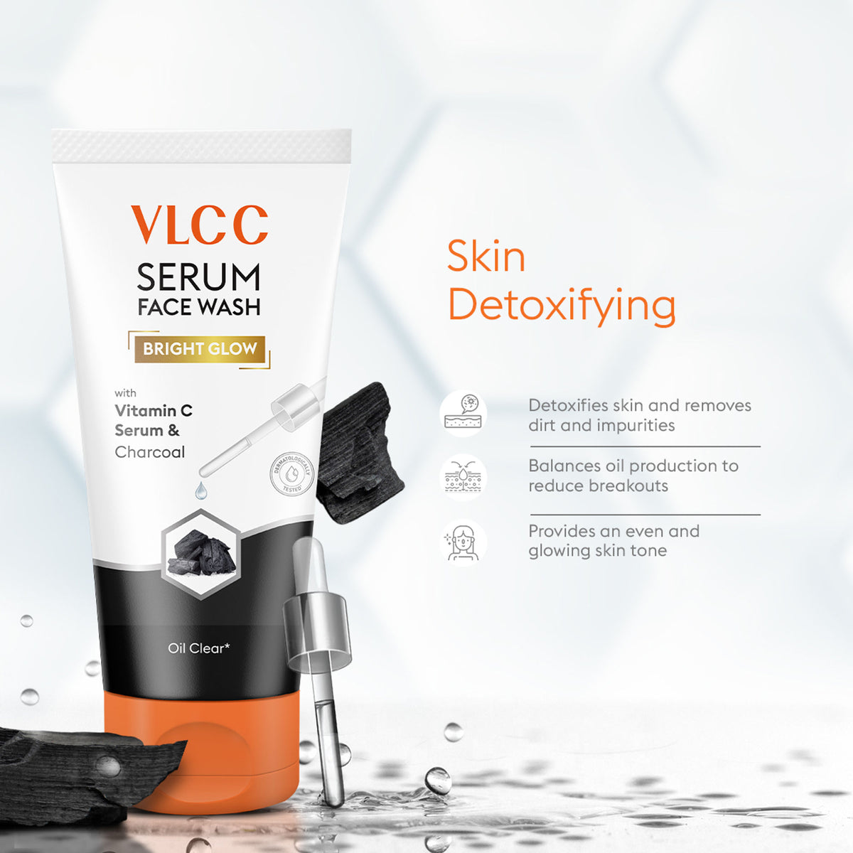 VLCC Vitamin C & Charcoal Serum for AM & Aloe Vera Serum for PM Face Wash Combo