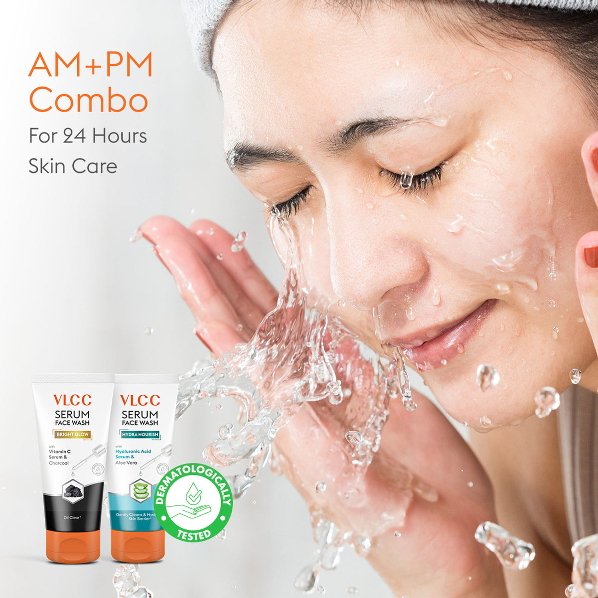 VLCC Vitamin C & Charcoal Serum for AM & Aloe Vera Serum for PM Face Wash Combo