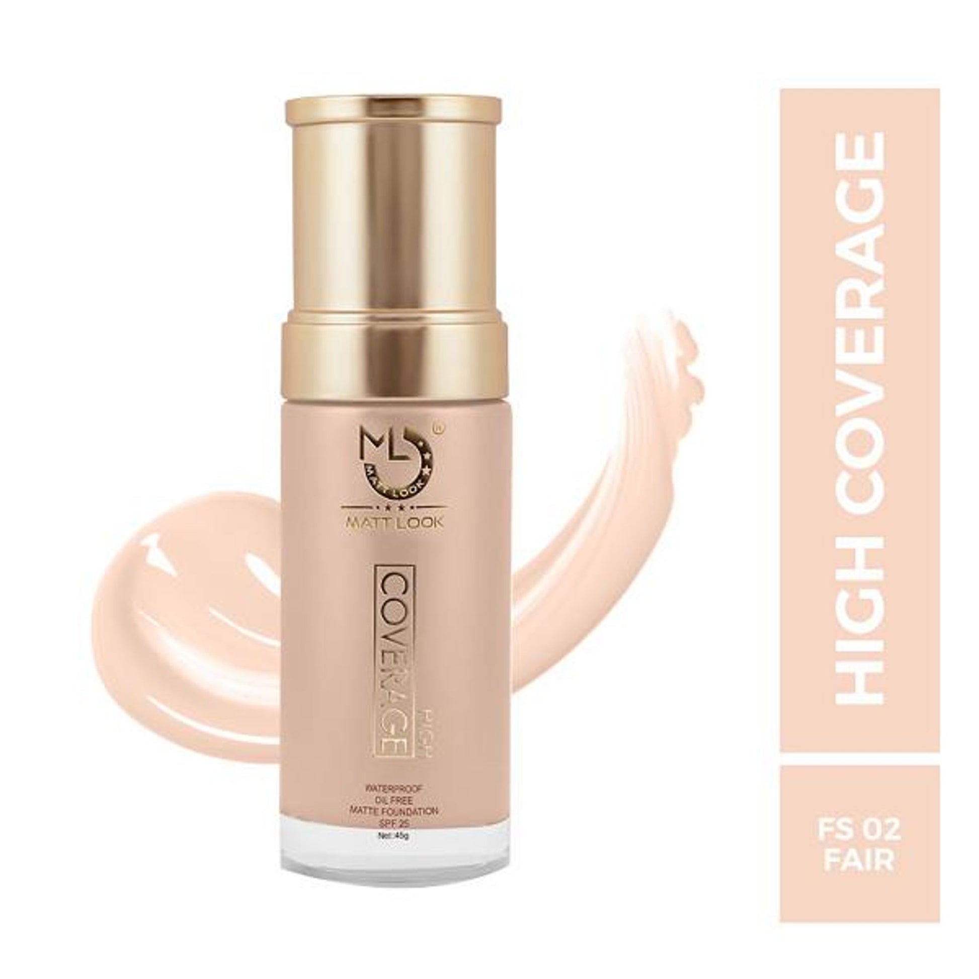 Matt look High Coverage Waterproof Oil Free Matte SPF 25 Foundation - Fair