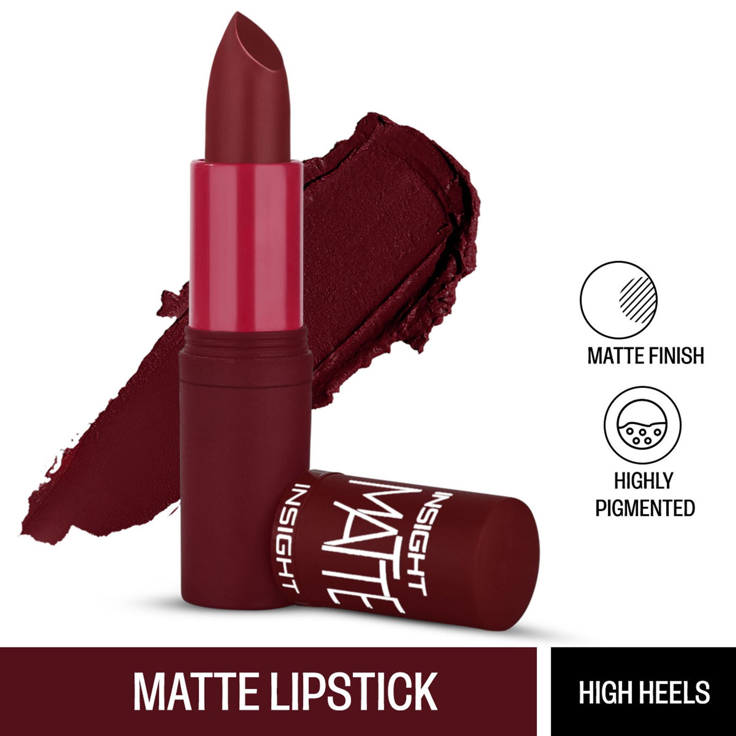 Insight Cosmetics Matte Lipstick, 1 Stroke Application, Long Lasting - A12 High Heels