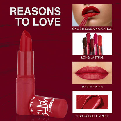 Insight Cosmetics Matte Lipstick, 1 Stroke Application, Long Lasting - A14 Pink Plush
