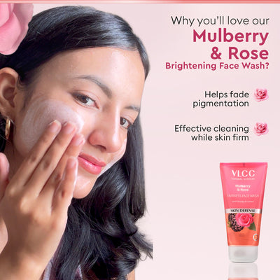 VLCC Mulberry & Rose Facewash - 2x150 ml - Buy One Get One - Fairness & Cleansing