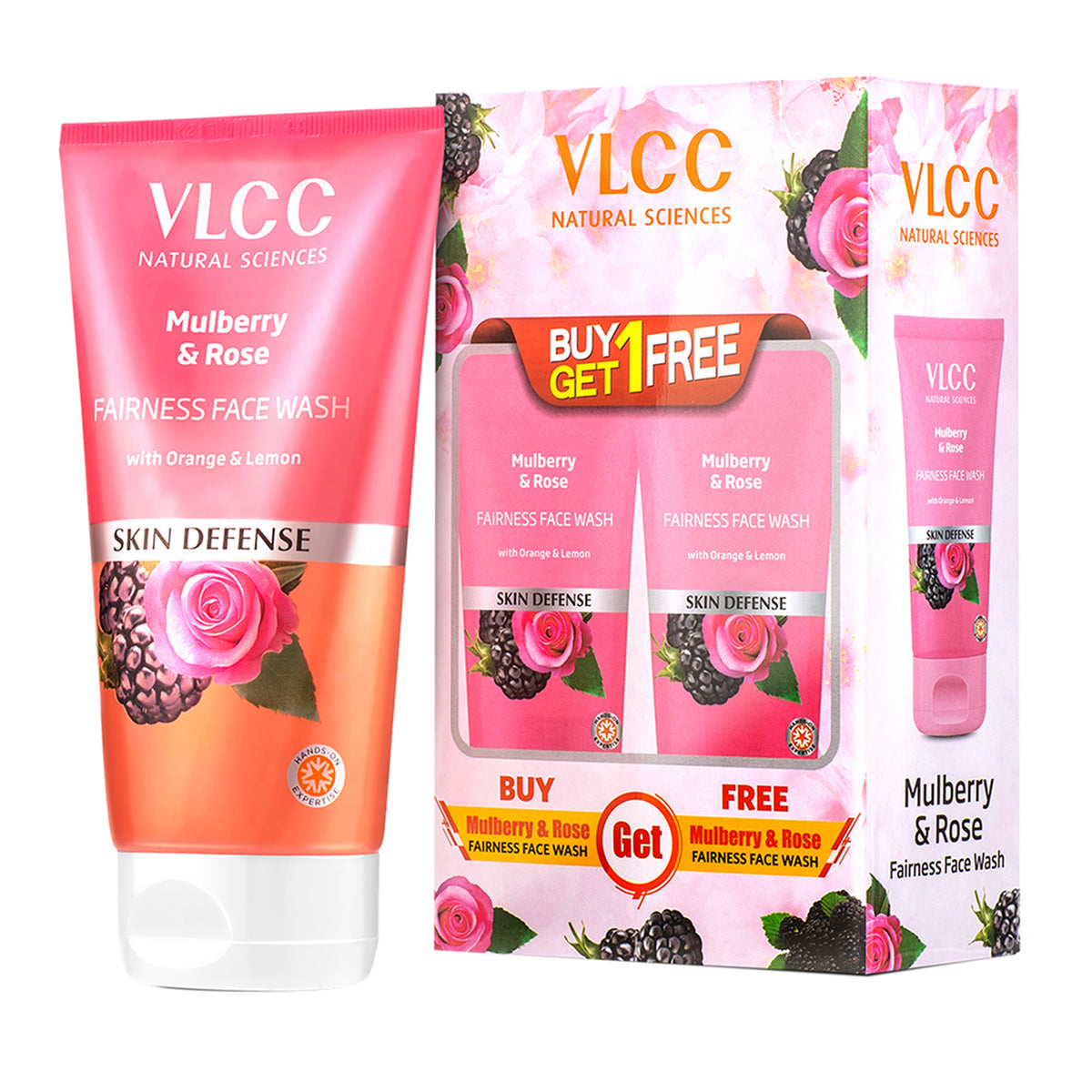 VLCC Mulberry & Rose Facewash - 2x150 ml - Buy One Get One - Fairness & Cleansing