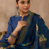 Indyancart IE Floral Embroidered Mandarin Collar Kurta With Trousers & Dupatta