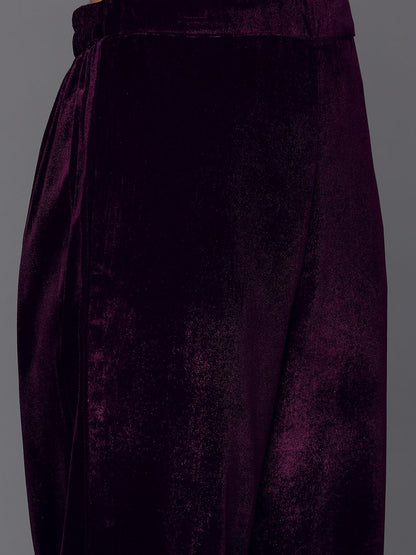 Indyancart IE Women Floral Embroidered Regular Thread Work Velvet Kurta with Trousers & Dupatta