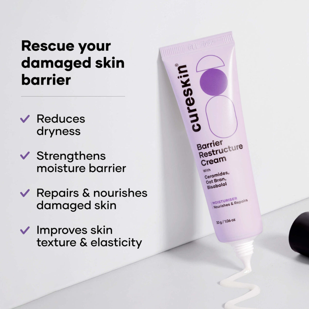 Cureskin Barrier Restructure Cream With Ceramides, Oat Bran & Bisabolo
