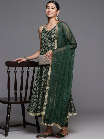 Indyancart VA Women's Regular Sequined Kurta with Trousers & Dupatta